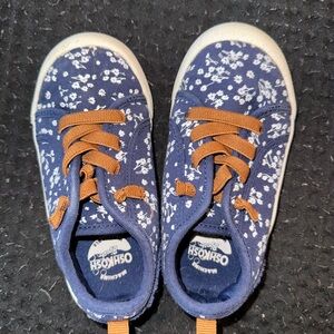 OshKosh B'gosh Navy Floral Kids Sneakers with Brown Laces